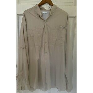 Columbia Men’s Long Sleeve PFG Omnishade Shirt Size XLT Beige Fishing Outdoors